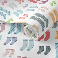 A lot of different socks, cartoon style pattern