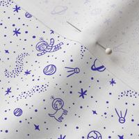 Space doodle pattern with planets and stars