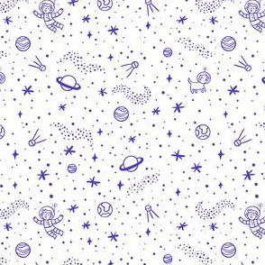 Space doodle pattern with planets and stars