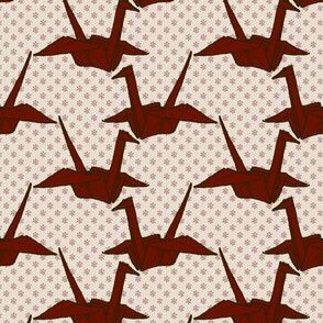 Paper Crane - Red on White Floral