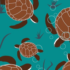 Swimming Sea Turtles
