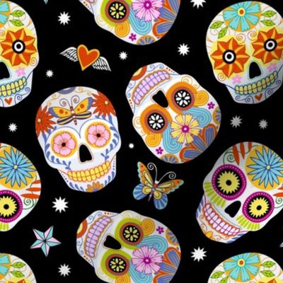 Sugar Skulls / Black / Large Scale