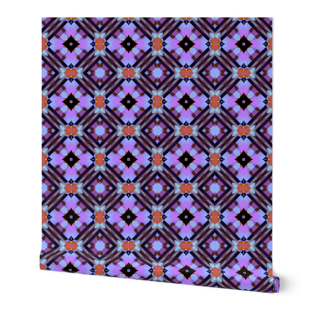 Bright Purple Blue and Black Kaleidoscope Large