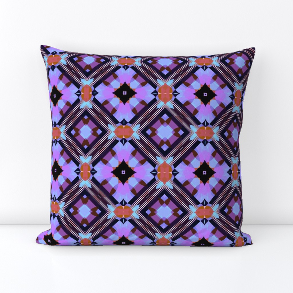 Bright Purple Blue and Black Kaleidoscope Large