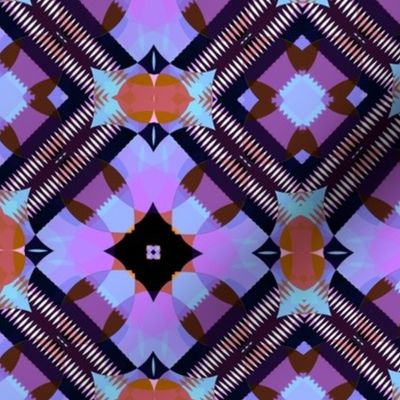 Bright Purple Blue and Black Kaleidoscope Large