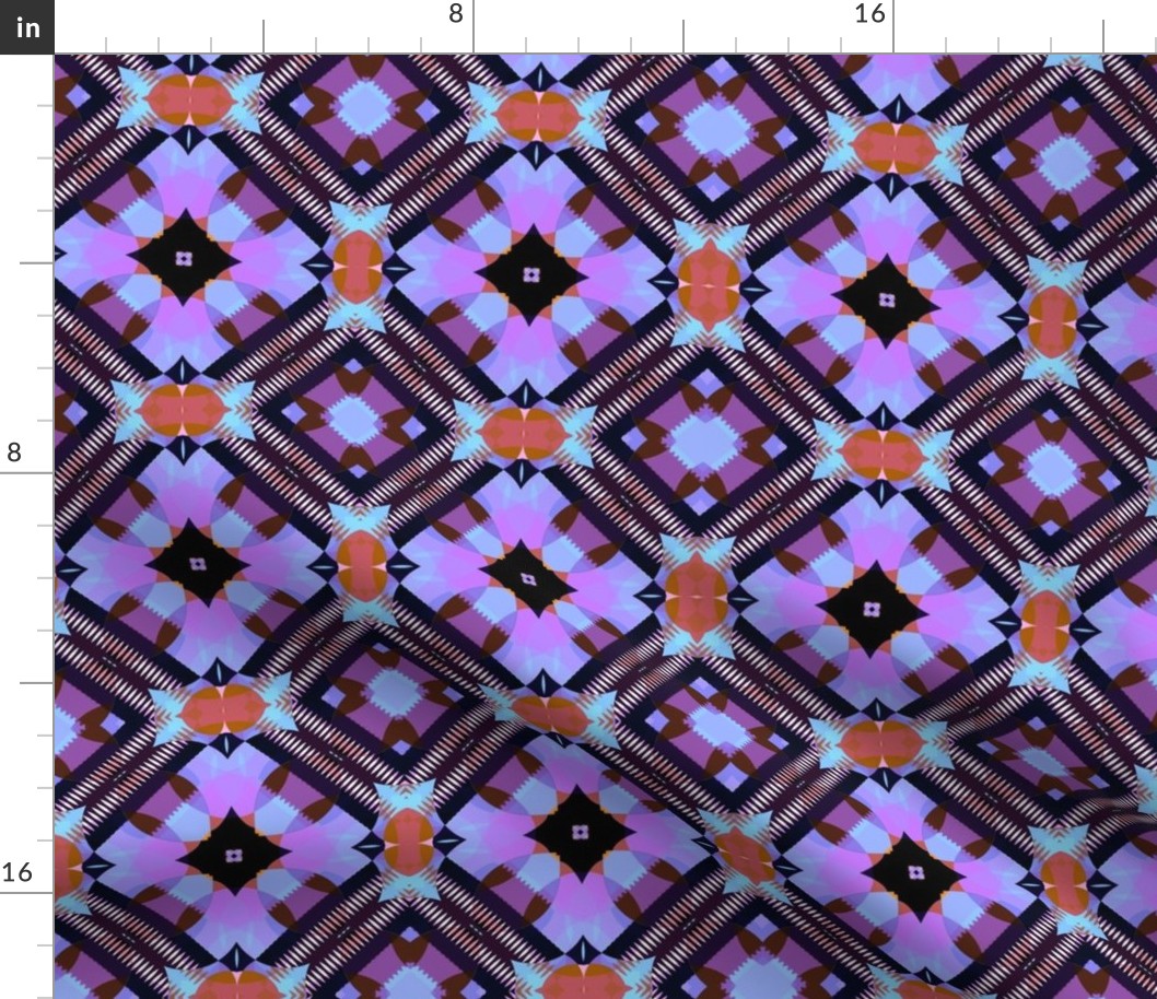 Bright Purple Blue and Black Kaleidoscope Large