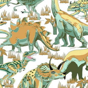 Teals_and_Gold Dinosaurs.