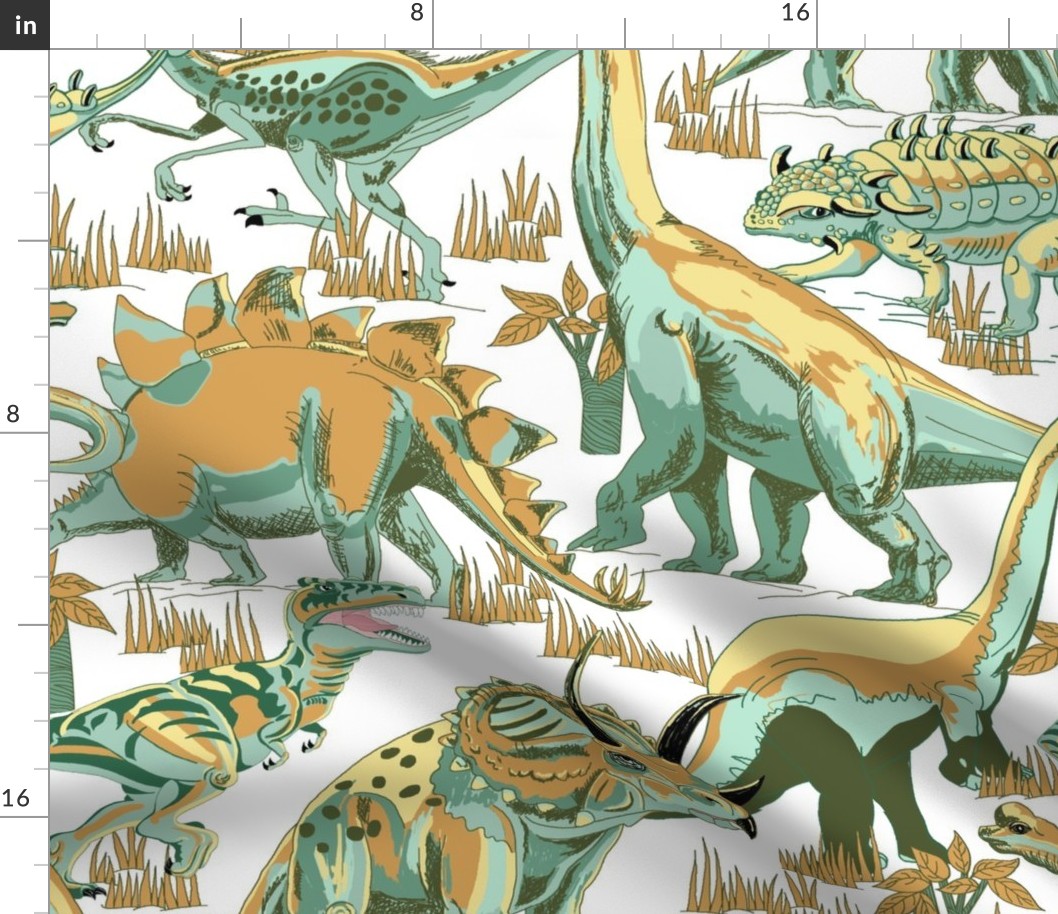 Teals_and_Gold Dinosaurs.