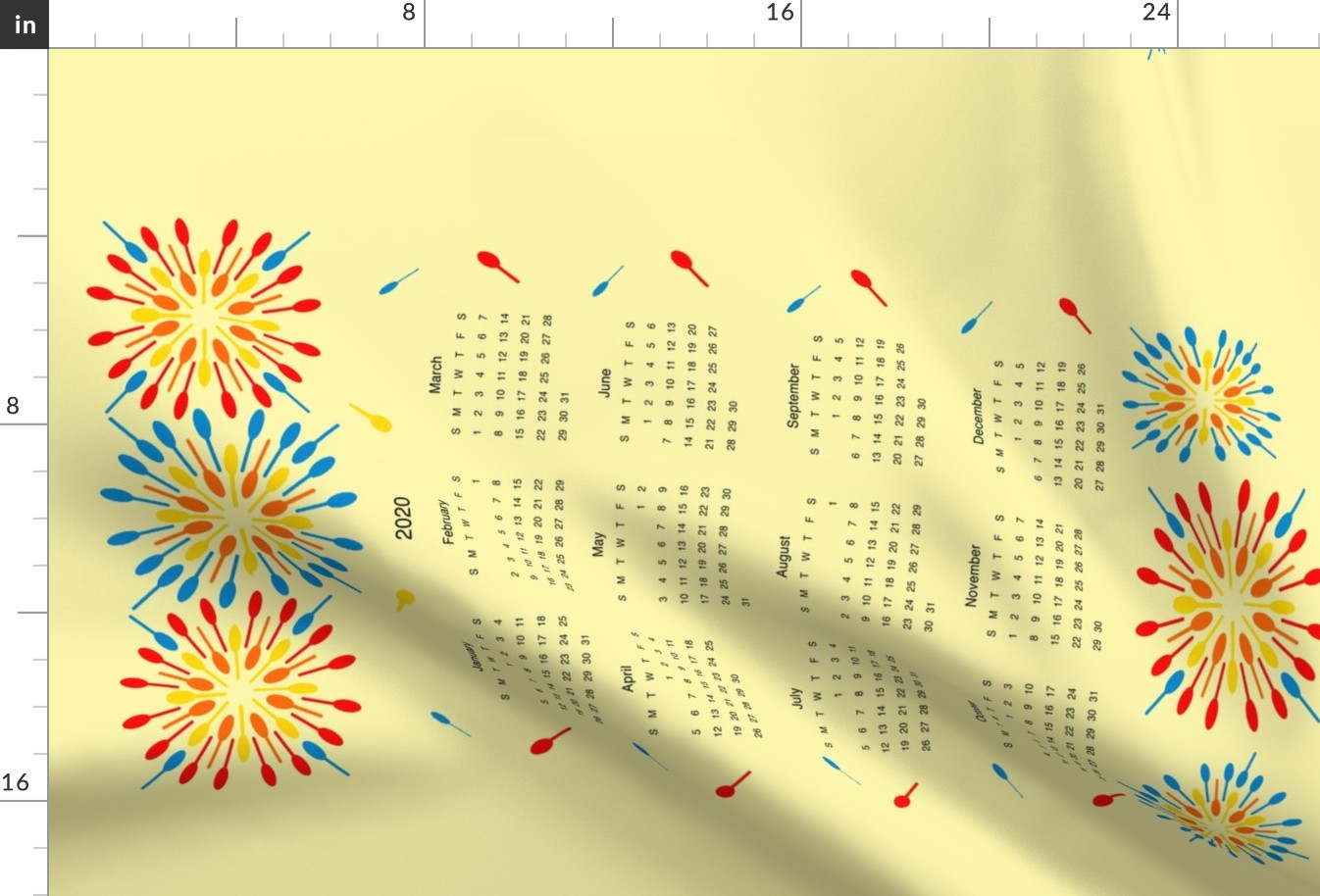 Sunny spoonflower calendar 2020