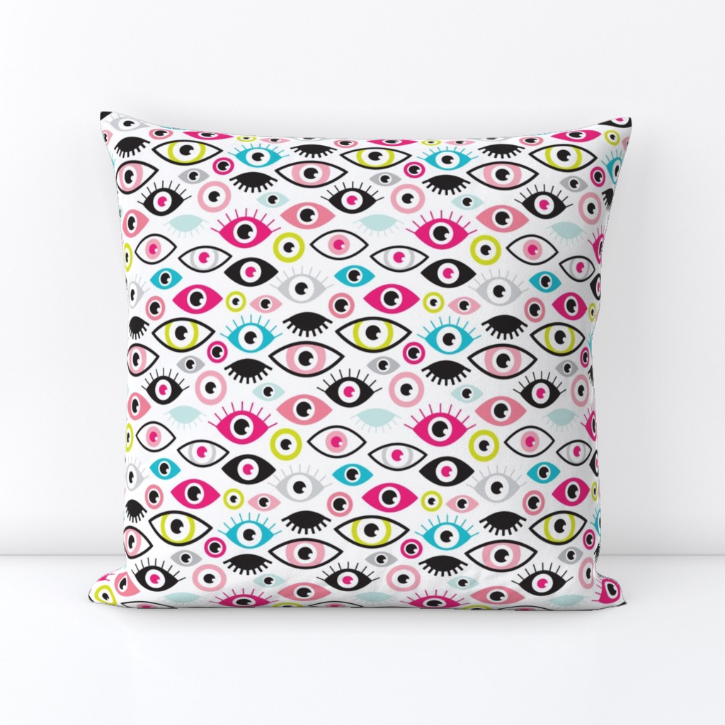 Beautiful eyes retro eye lash and love wink retro illustration pattern