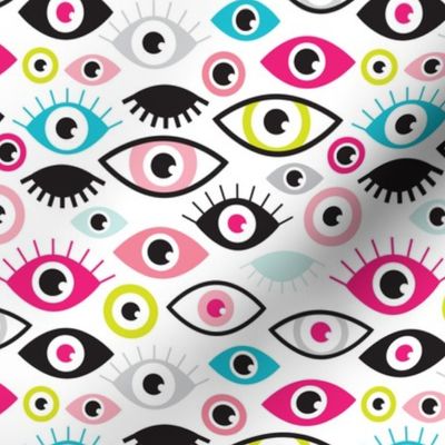 Beautiful eyes retro eye lash and love wink retro illustration pattern