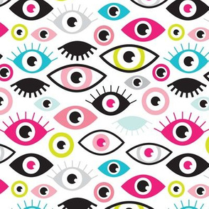 Beautiful eyes retro eye lash and love wink retro illustration pattern