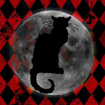 Le Chat Noir Harlequin Moon, Black & Orange Halloween Cat
