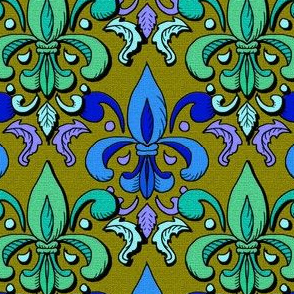 fleur de lis damask, poison green