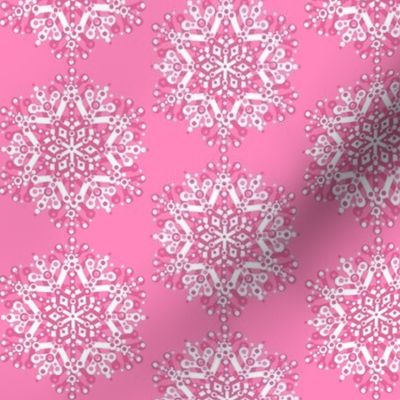 Pink Christmas fabric //  pink snowflake  // Pink //  Holidays  // Christmas