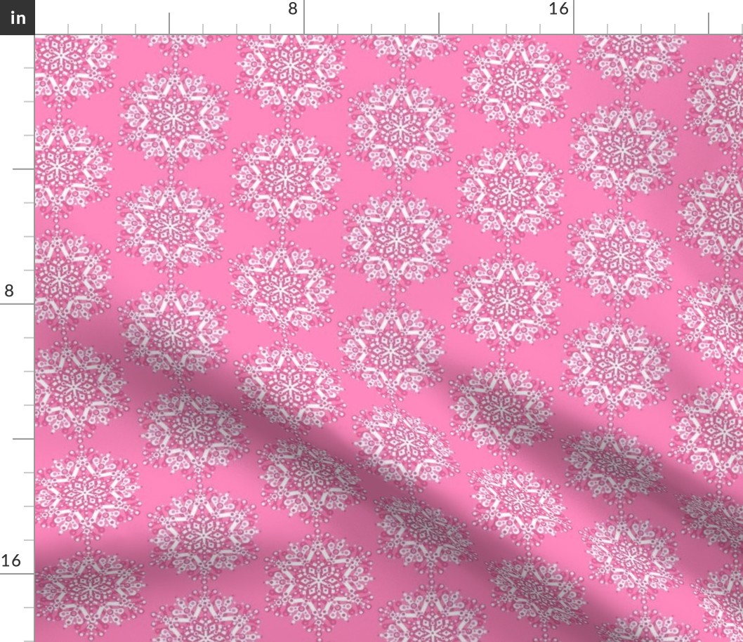 Pink Christmas fabric //  pink snowflake  // Pink //  Holidays  // Christmas