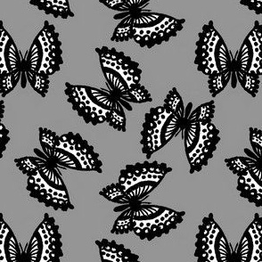 Black Lace Butterflies - Gray