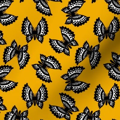 Black Lace Butterflies - Yellow