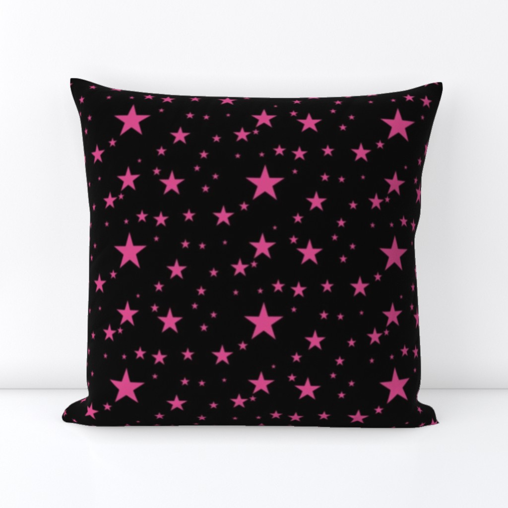 Pink Glowing Stars on Black Sky