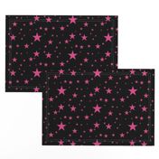 Pink Glowing Stars on Black Sky