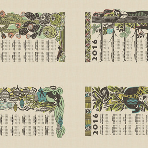 2016 Jungle, Ocean, Desert and Forest calendars on a yard