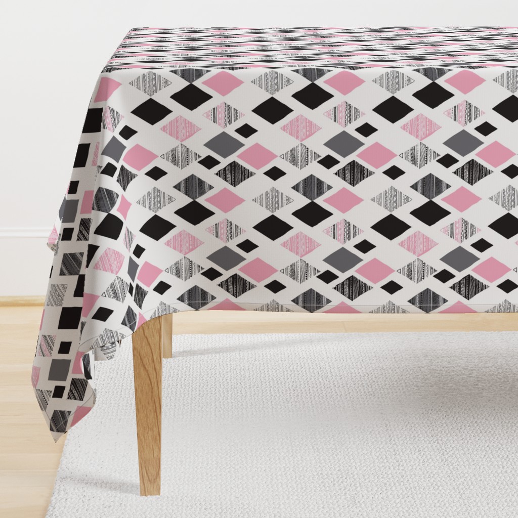 Aztec winter pink geometric prism diamond fabric