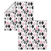 Aztec winter pink geometric prism diamond fabric