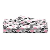 Aztec winter pink geometric prism diamond fabric