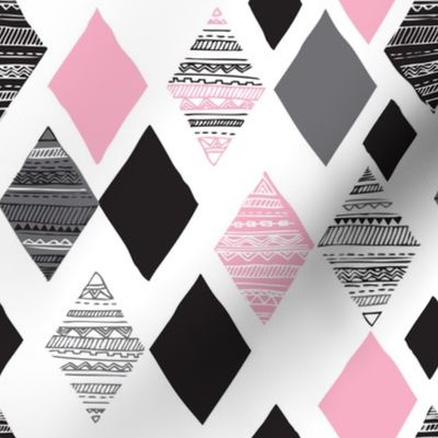 Aztec winter pink geometric prism diamond fabric