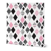 Aztec winter pink geometric prism diamond fabric