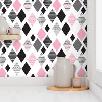 Aztec winter pink geometric prism diamond fabric