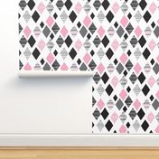 Aztec winter pink geometric prism diamond fabric