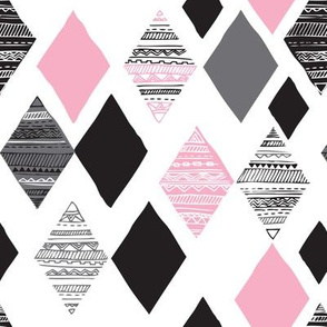 Aztec winter pink geometric prism diamond fabric