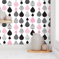 Cute pink girls aztec drop geometric abstract illustration fabric