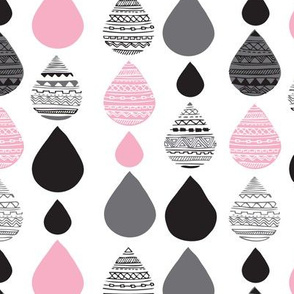 Cute pink girls aztec drop geometric abstract illustration fabric