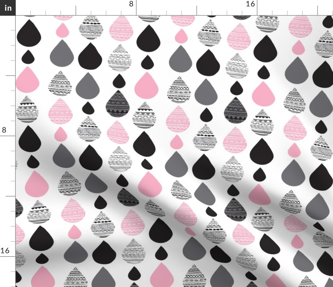 Cute pink girls aztec drop geometric abstract illustration fabric