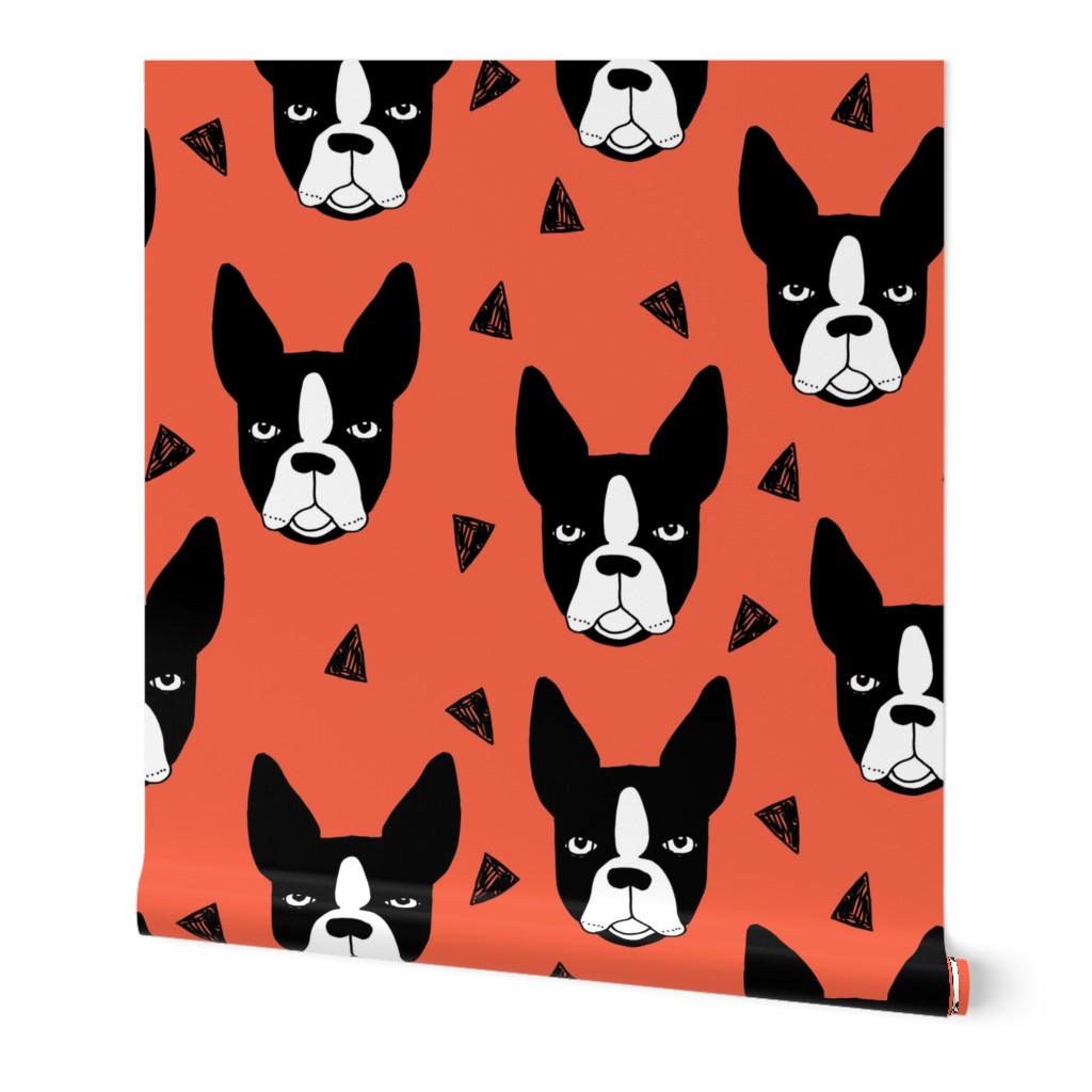 boston terriers // boston terrier dog breed dogs dog breed fabric cute coral dogs