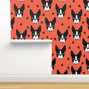 boston terriers // boston terrier dog breed dogs dog breed fabric cute coral dogs