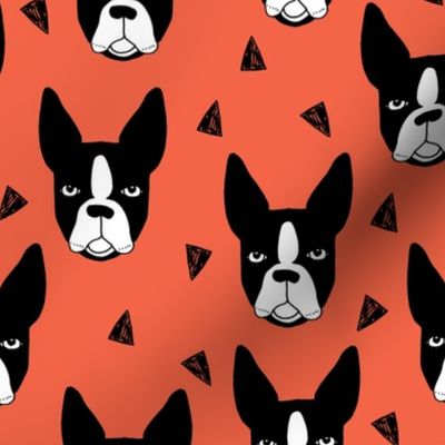 boston terriers // boston terrier dog breed dogs dog breed fabric cute coral dogs