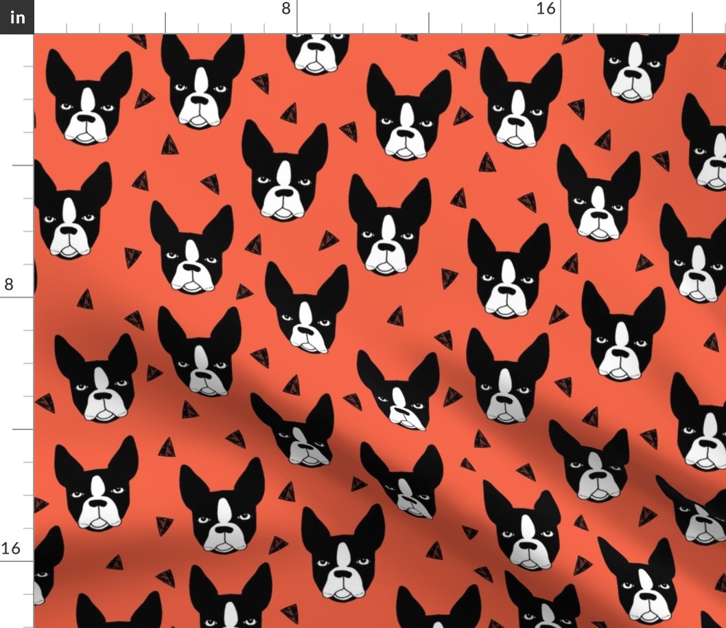 boston terriers // boston terrier dog breed dogs dog breed fabric cute coral dogs