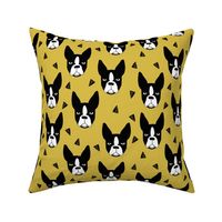 boston terrier // mustard yellow boston terriers dog fabric cute hand-drawn dog design