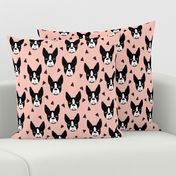 boston terrier // boston terriers pink dog dog breed fabric cute hand-drawn illustration