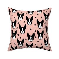 boston terrier // boston terriers pink dog dog breed fabric cute hand-drawn illustration