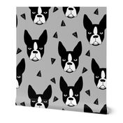 boston terrier // grey boston terrier dog cute pet dog breed fabric