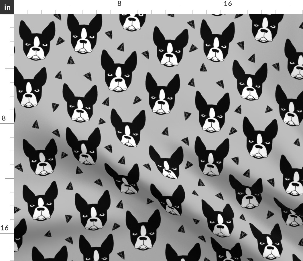 boston terrier // grey boston terrier dog cute pet dog breed fabric