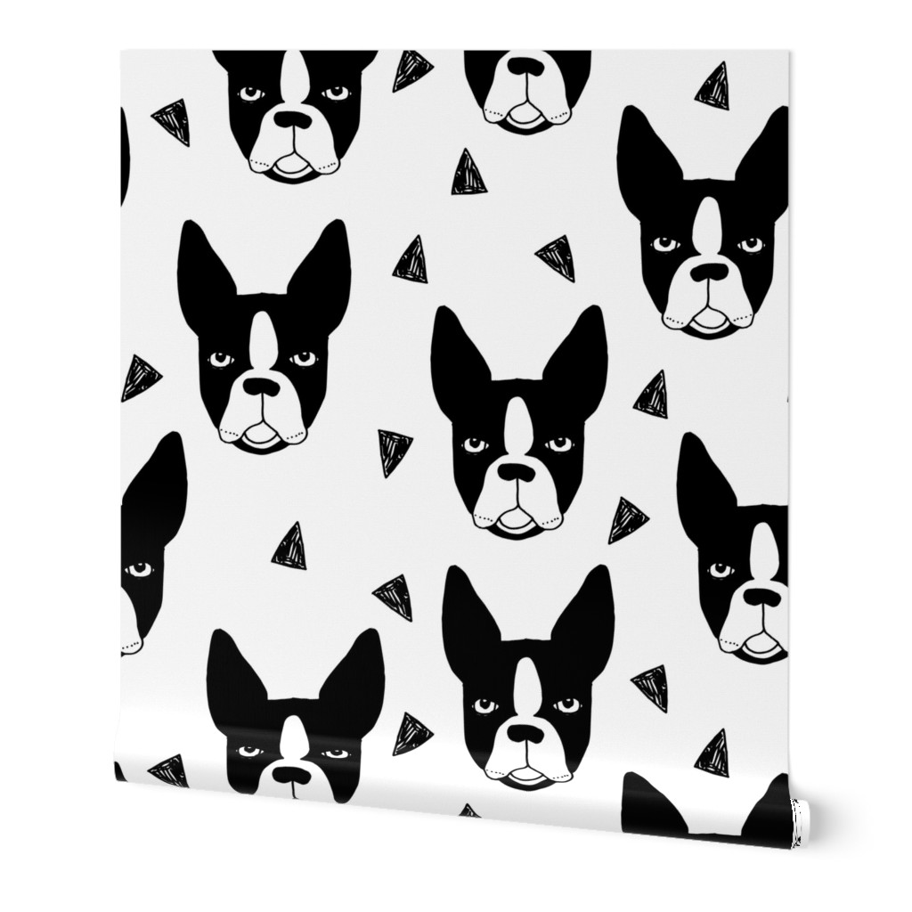 boston terrier // boston terrier dog black and white illustration