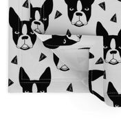 boston terrier // boston terrier dog black and white illustration