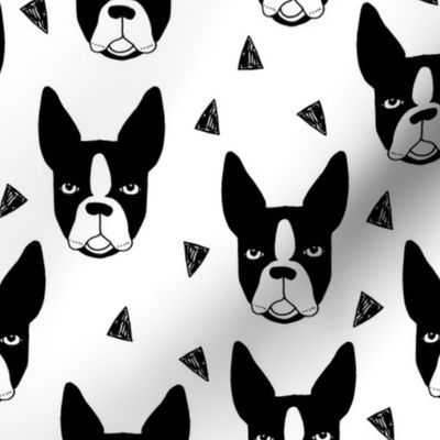 boston terrier // boston terrier dog black and white illustration