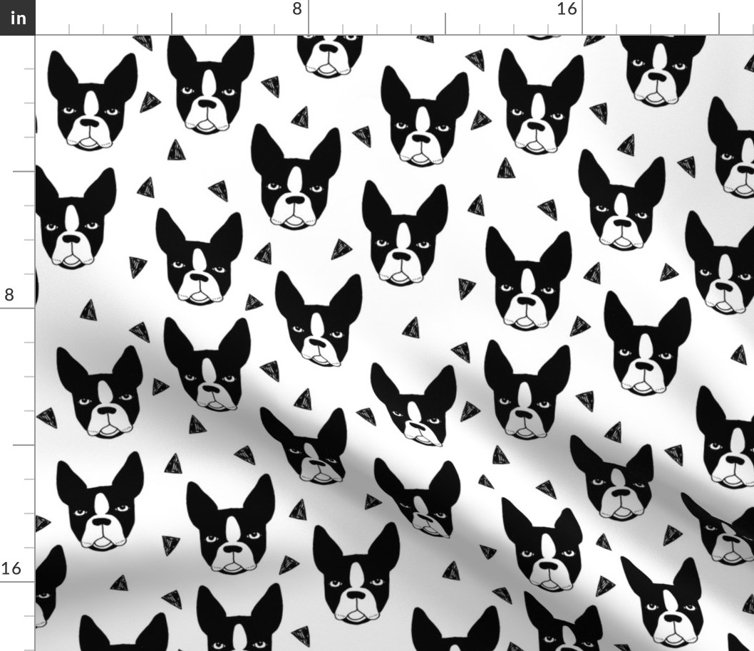 boston terrier // boston terrier dog black and white illustration