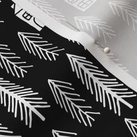 cabin // forest trees black and white kids outdoors fairytale fabric